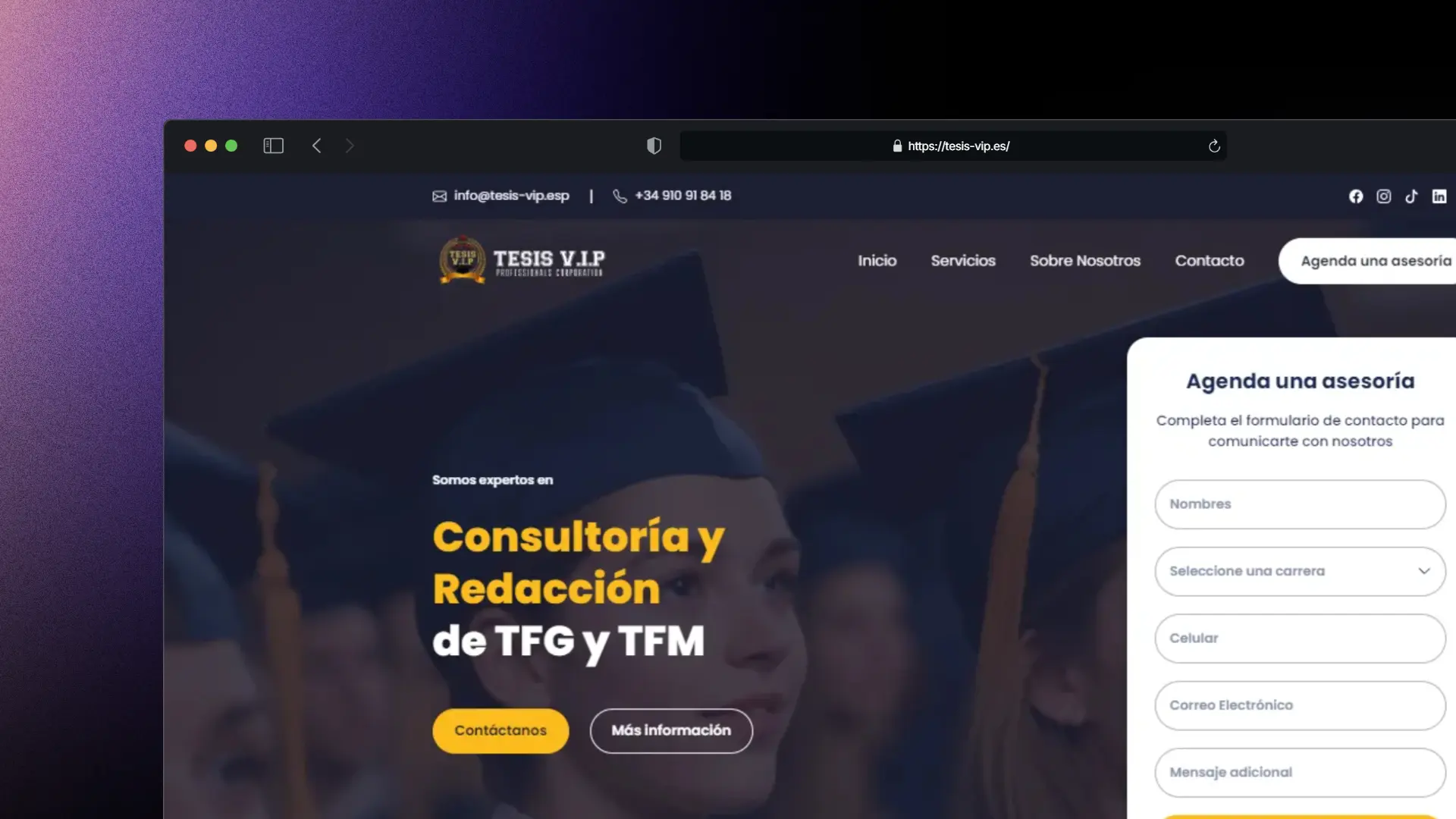 Captura del proyecto - Tesis VIP España